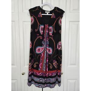 Dressbarn size 10 women's black dress paisley print